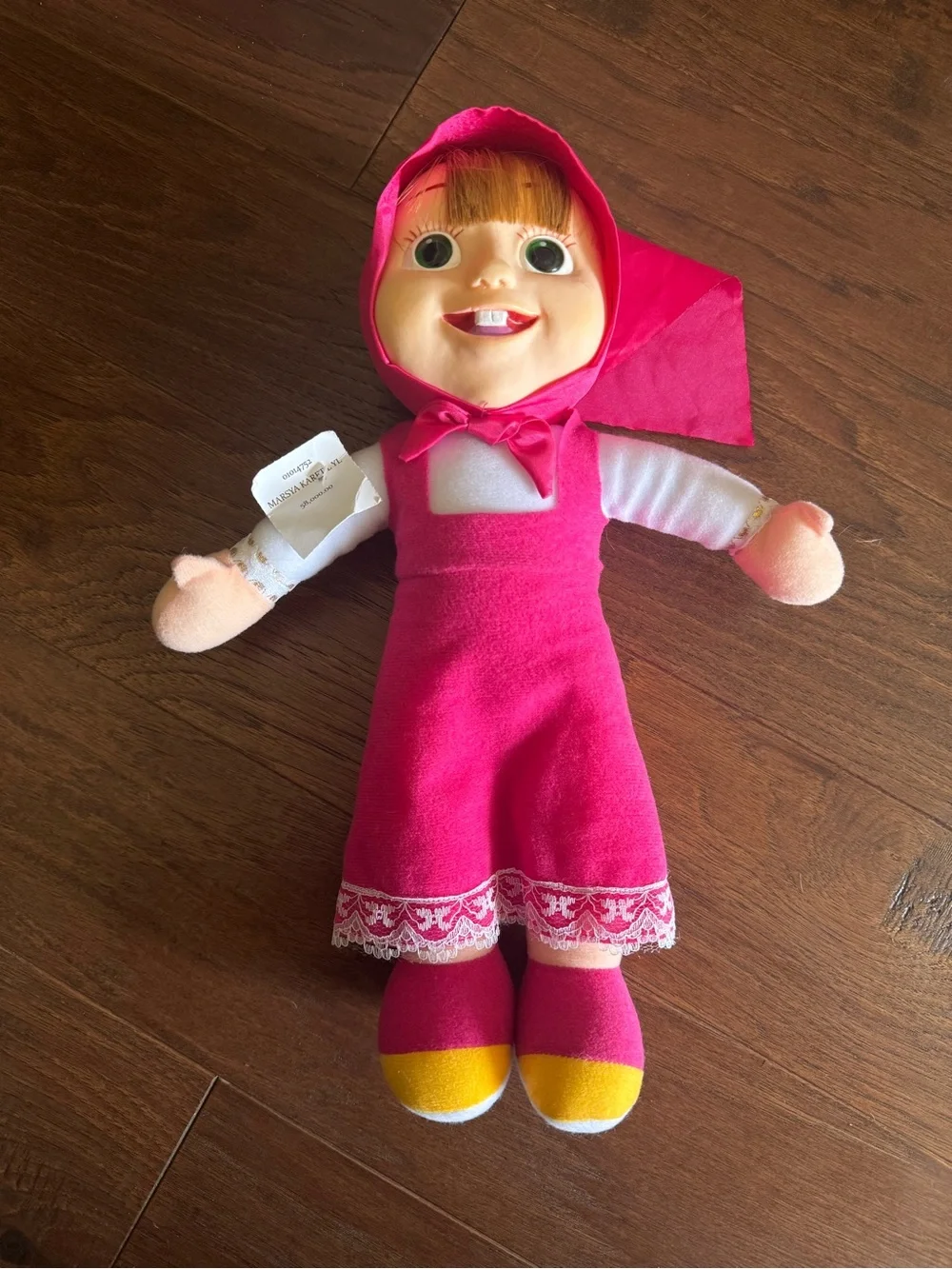 Pink Kids Plush Doll with Hooded Dress